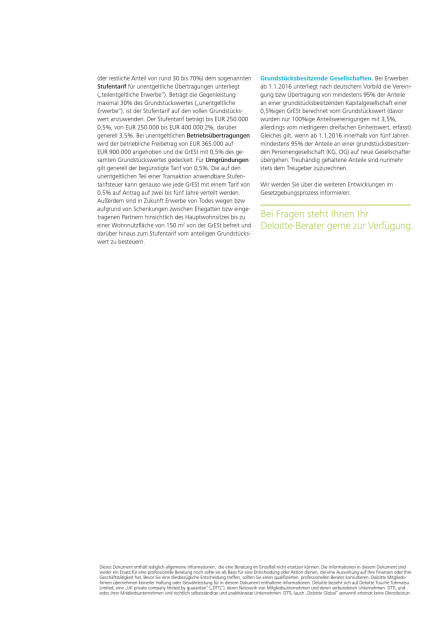 Deloitte: Änderungen bei der Besteuerung von Immobilien durch die Steuerreform, Grundstücksbesitzende Gesellschaften 2015/16, Seite 2/2, komplettes Dokument unter http://boerse-social.com/static/uploads/file_16_deloitte_immo_tay.pdf (22.05.2015) 