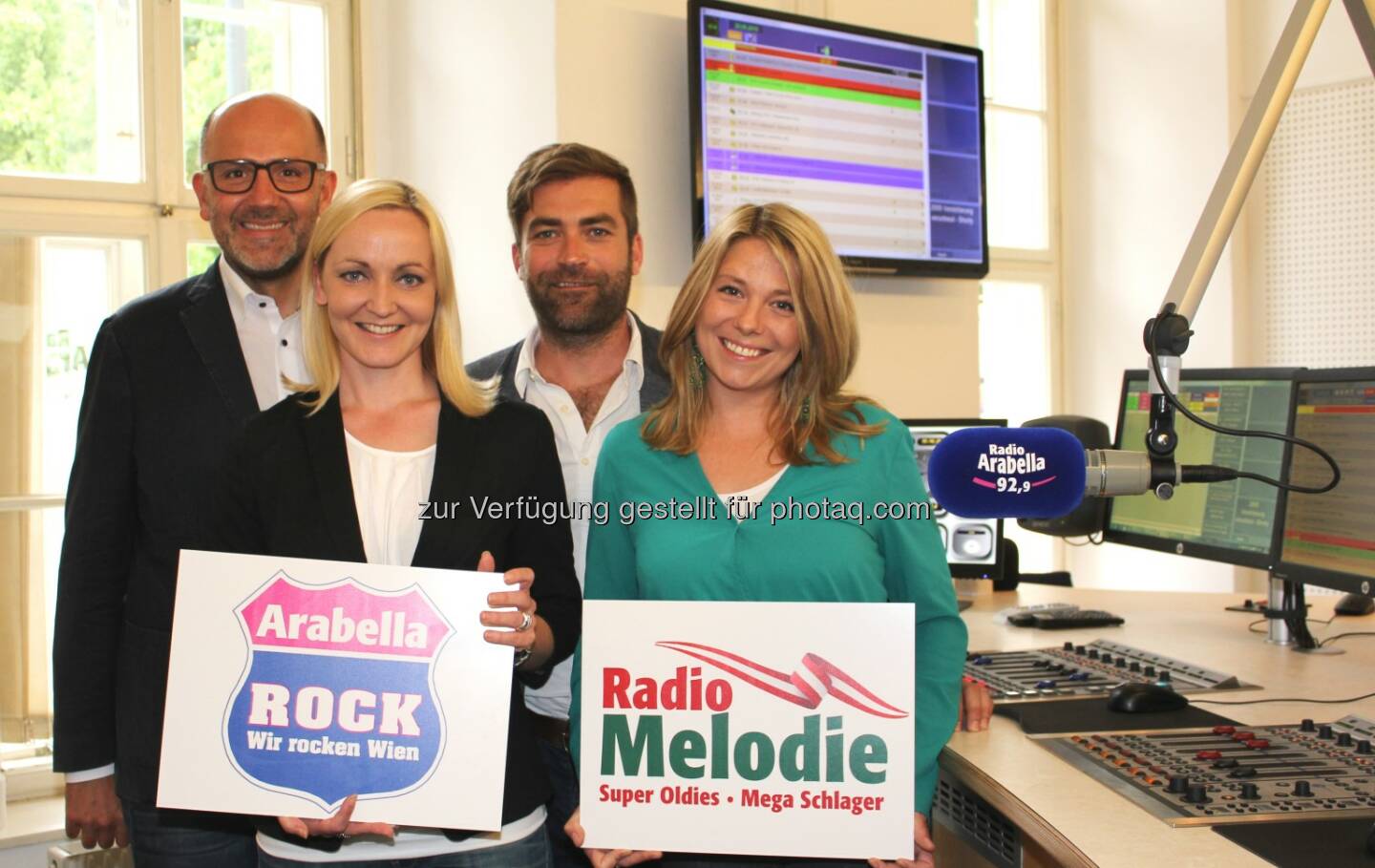 Geschäftsführer Wolfgang Struber, Leitung Promotion & Event Birgit Mahr, Programmchef Ralph Waldhauser, Verkaufsleitung Beate Österreicher: Radio Arabella: Arabella Rock und Radio Melodie – die neuen digitalen Musikradios für Wien