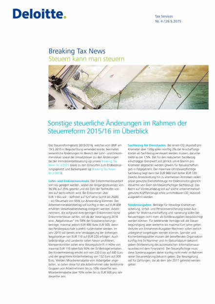 Deloitte Steuerreform 2015: Sonderausgaben, Lohn- & Einkommensteuer, Seite 1/2, komplettes Dokument unter http://boerse-social.com/static/uploads/file_26_deloitte_steuerreform_2015.pdf (26.05.2015) 