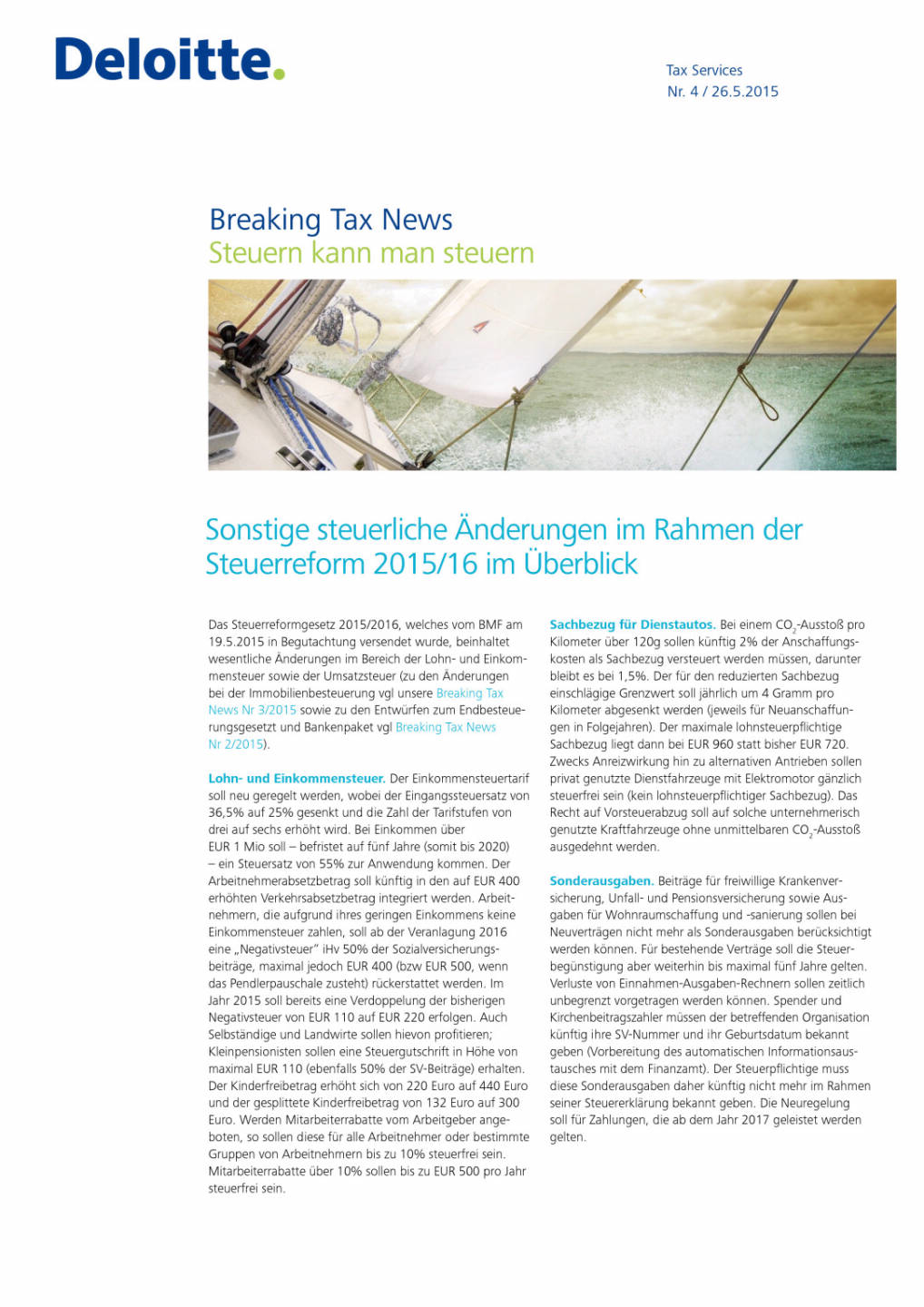 Deloitte Steuerreform 2015: Sonderausgaben, Lohn- & Einkommensteuer, Seite 1/2, komplettes Dokument unter http://boerse-social.com/static/uploads/file_26_deloitte_steuerreform_2015.pdf