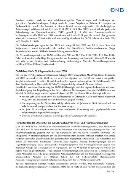 OeNB-Gewinn steigt auf 341 Mio. Euro – zweitbestes Ergebnis seit 2006, Seite 2/3, komplettes Dokument unter http://boerse-social.com/static/uploads/file_37_oenb_ergebnis_2014.pdf (28.05.2015) 