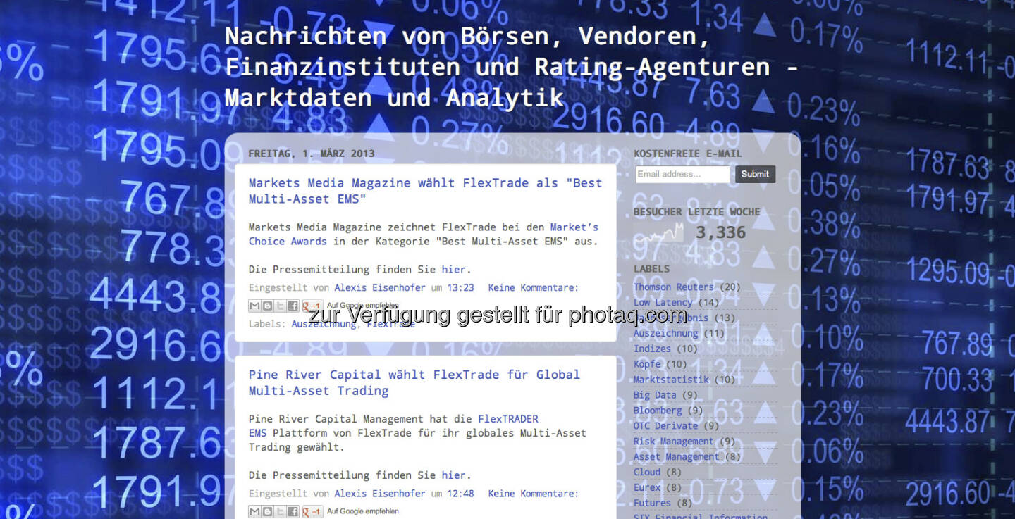 http://marktdatenbranche.de/ - eine tolle Blog-Idee von Alexis Eisenhofer mit Nachrichten zu Börsen, Vendoren, Finanzinstituten und Rating-Agenturen