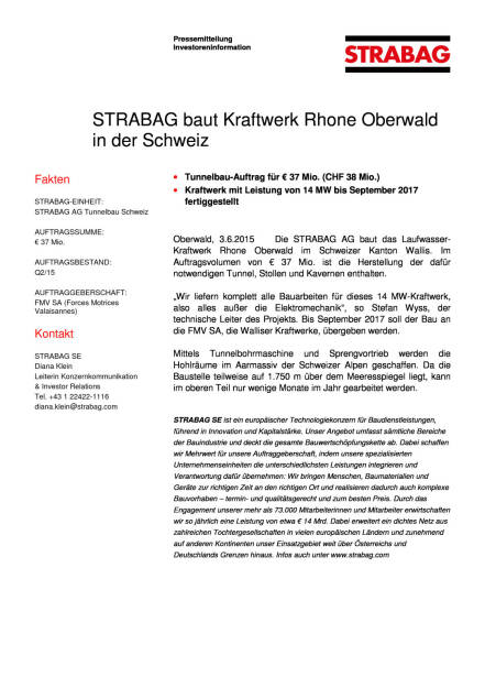 Strabag baut Kraftwerk Rhone Oberwald in der Schweiz, Seite 1/1, komplettes Dokument unter http://boerse-social.com/static/uploads/file_75_strabag_kraftwerk.pdf (03.06.2015) 