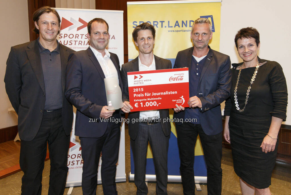 Rainer Fleckl, Jan Thies, Erich Vogl - Servus TV: Gewinner des Sports Media Austria Journalistenpreis in der Kategorie Multimedia, © FotobyHofer/Christian Hofer (05.06.2015) 
