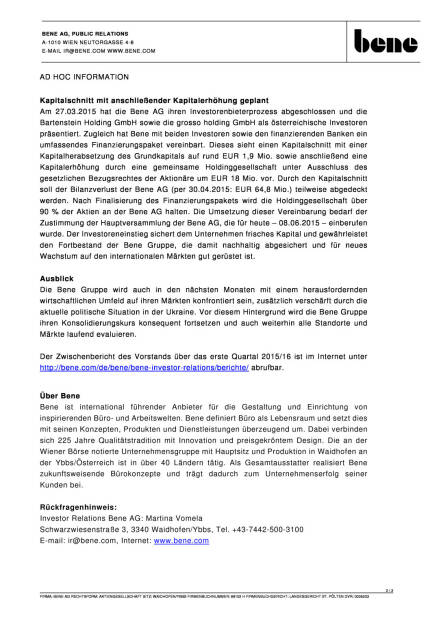 bene Q1, Seite 2/3, komplettes Dokument unter http://boerse-social.com/static/uploads/file_88_bene_q1.pdf (08.06.2015) 