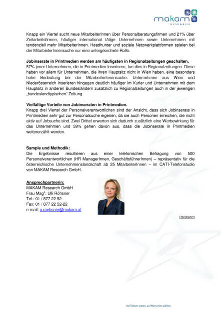 Printmedien bleiben wichtiger Rekrutierungskanal für neue MitarbeiterInnen, Seite 2/2, komplettes Dokument unter http://boerse-social.com/static/uploads/file_98_makam_jobstudie.pdf (09.06.2015) 