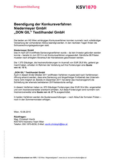 Quoten bei Niedermeyer und DonGil stehen fest, Seite 1/1, komplettes Dokument unter http://boerse-social.com/static/uploads/file_102_quoten_niedermeyer_dongil.pdf (09.06.2015) 