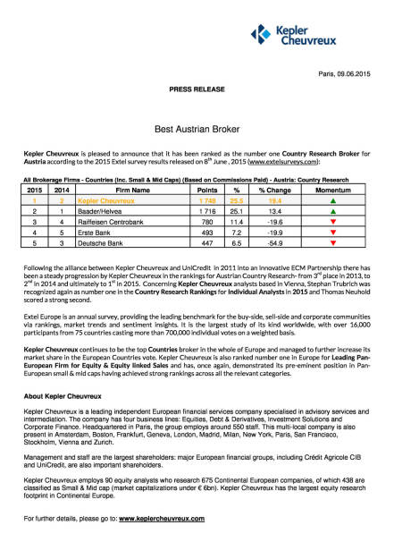 Kepler Cheuvreux Nr.1 bei Austro-Aktienresearch, Seite 1/1, komplettes Dokument unter http://boerse-social.com/static/uploads/file_114_kepler_research.pdf (10.06.2015) 