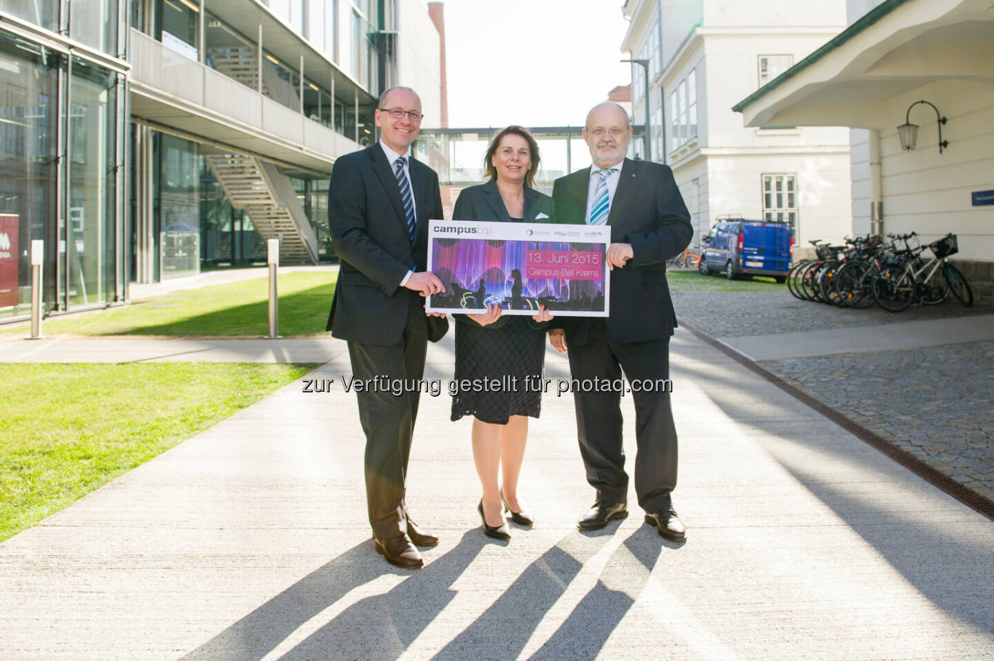 Friedrich Faulhammer, Rektor der Donau-Universität Krems, Ulrike Prommer, Geschäftsführerin der IMC Fachhochschule Krems und Rudolf Mallinger, Rektor der Karl Landsteiner Privatuniversität für Gesundheitswissenschaften freuen sich auf den ersten gemeinsamen Campus-Ball Krems: Campus-Ball Krems: Campus-Ball Krems: Prominente Gäste aus Bildung, Forschung und Kultur, © IMC FH Krems/Michael Parak
