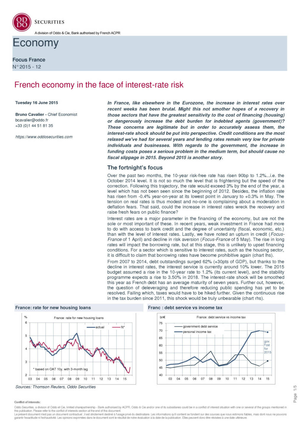 Oddo & Cie: Zinsanstieg (noch) keine Gefahr f&uuml;r Frankreich, Seite 1/5, komplettes Dokument unter http://boerse-social.com/static/uploads/file_141_oddo_cie.pdf