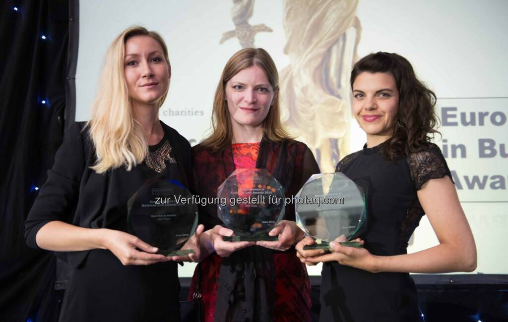 Eva Fischer (Partner; Vienna), Katrin Stauber (Senior Associate, Vienna) and Anna Diblikova (Associate; Prague), Wolf Theiss: For the fifth year in a row, Wolf Theiss has been successful at the European Women in Business Law Awards. Following the Best in Austria Award, Best in Croatia Award and Best in Romania Award in 2014, this year the law firm has again been successful in all three categories. (C) Wolf Theiss, © Aussendung (20.06.2015) 