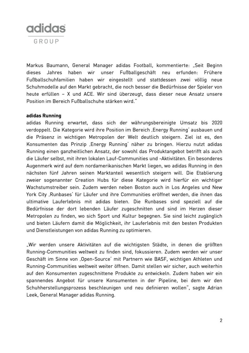 adidas Wachstumspläne für Fußball, Running und Originals, Seite 2/4, komplettes Dokument unter http://boerse-social.com/static/uploads/file_165_adidas_wachstum.pdf