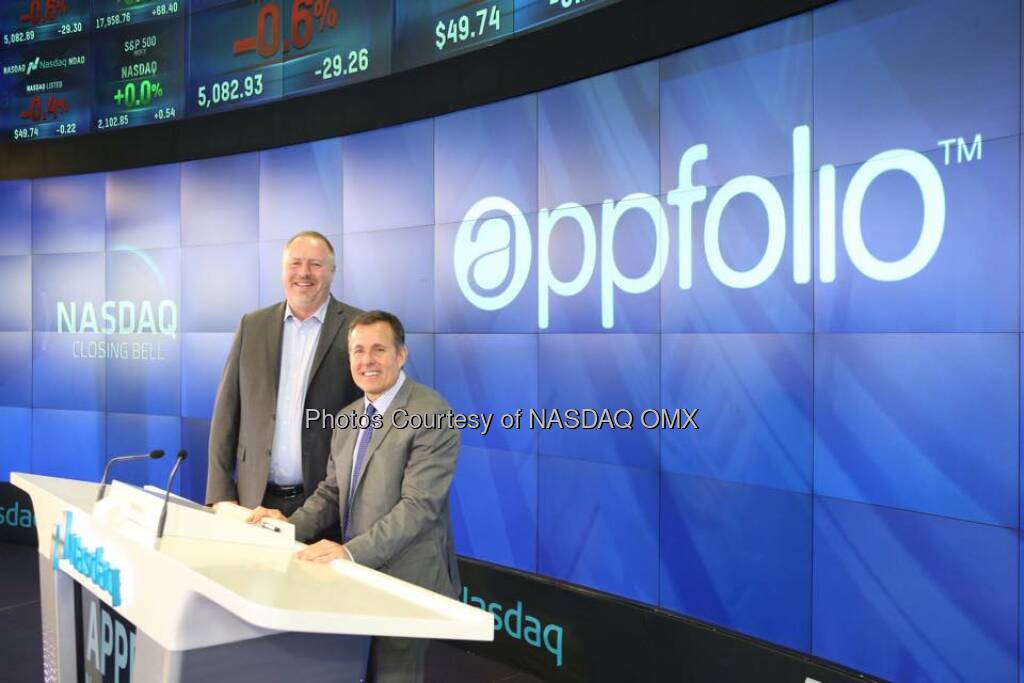AppFolio rang the Nasdaq Closing Bell in celebration of #IPO today! $APPF #iheartappfolio  Source: http://facebook.com/NASDAQ (28.06.2015) 