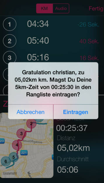 Virtueller Laufclub Runplugged - die Frage, ob man eintragen will (beim Text haperts noch, very beta), aber es funktioniert (28.06.2015) 