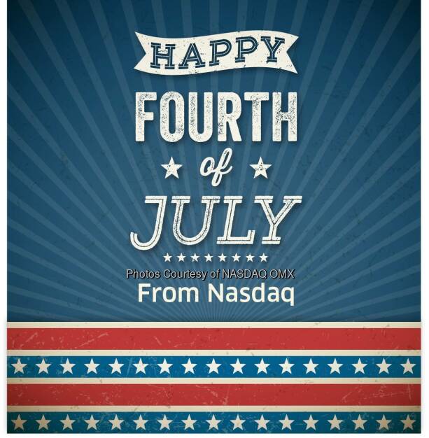 Happy July 4th from everyone here at Nasdaq!  #IndependenceDay   Source: http://facebook.com/NASDAQ (05.07.2015) 