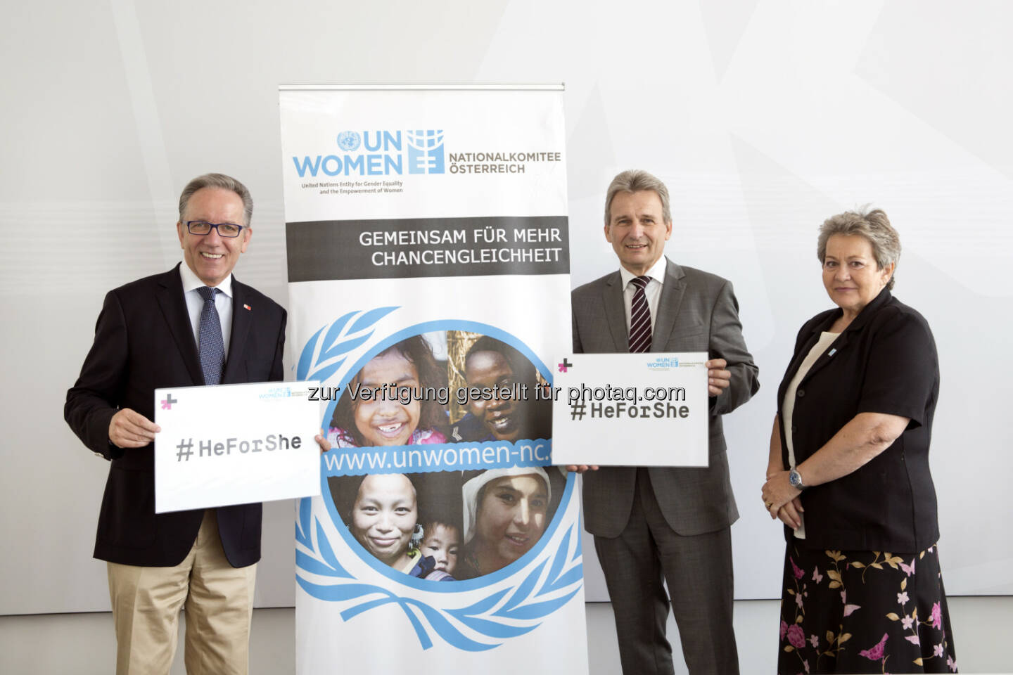 Rudi Kaske (AK), Erich Foglar (ÖGB), Lilly Sucharipa (UN Women) : HeForShe Kampagne von UN Women: (c) Lisi Specht/AK