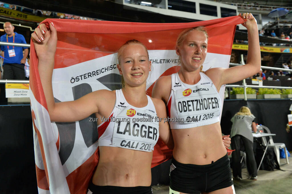 Sarah Lagger, Andrea Obetzhofer, Siebenkampf, U18-WM Cali (Bild: ÖLV/Jiro Mochizuki) (19.07.2015) 