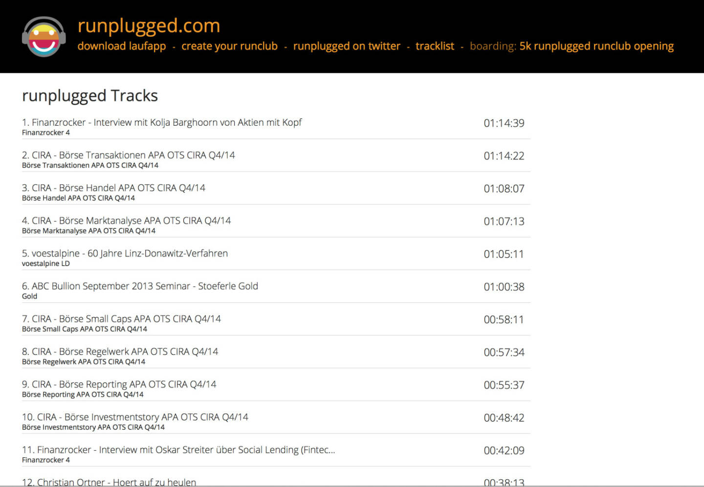 Runplugged Tracklist mit Finanzwissen http://runplugged.com/tracks/playlist_web
