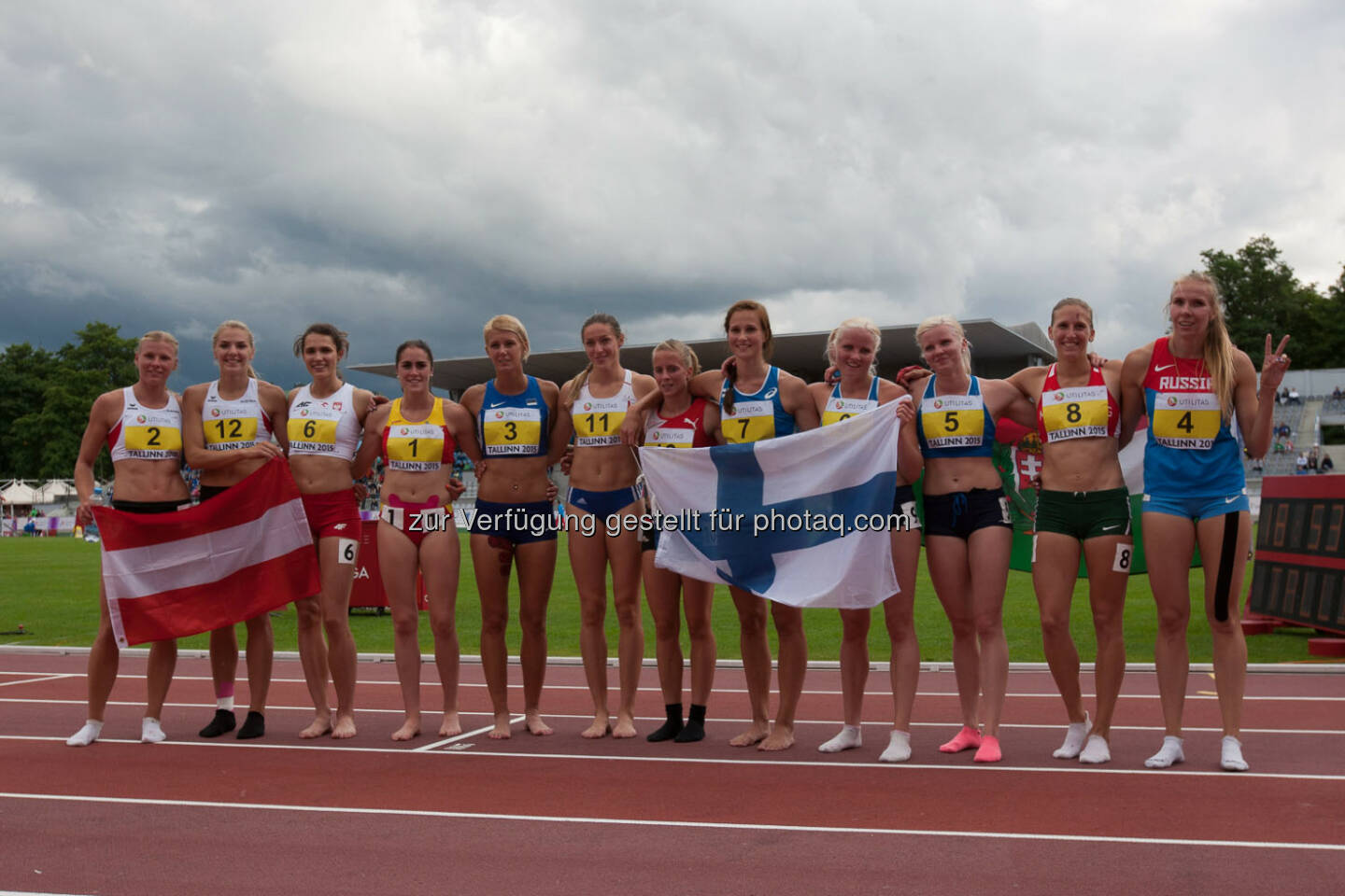 Siebenkampf, Parade der Athletinnen, Österreich, Finnland (Bild: ÖLV/Coen Schilderman)