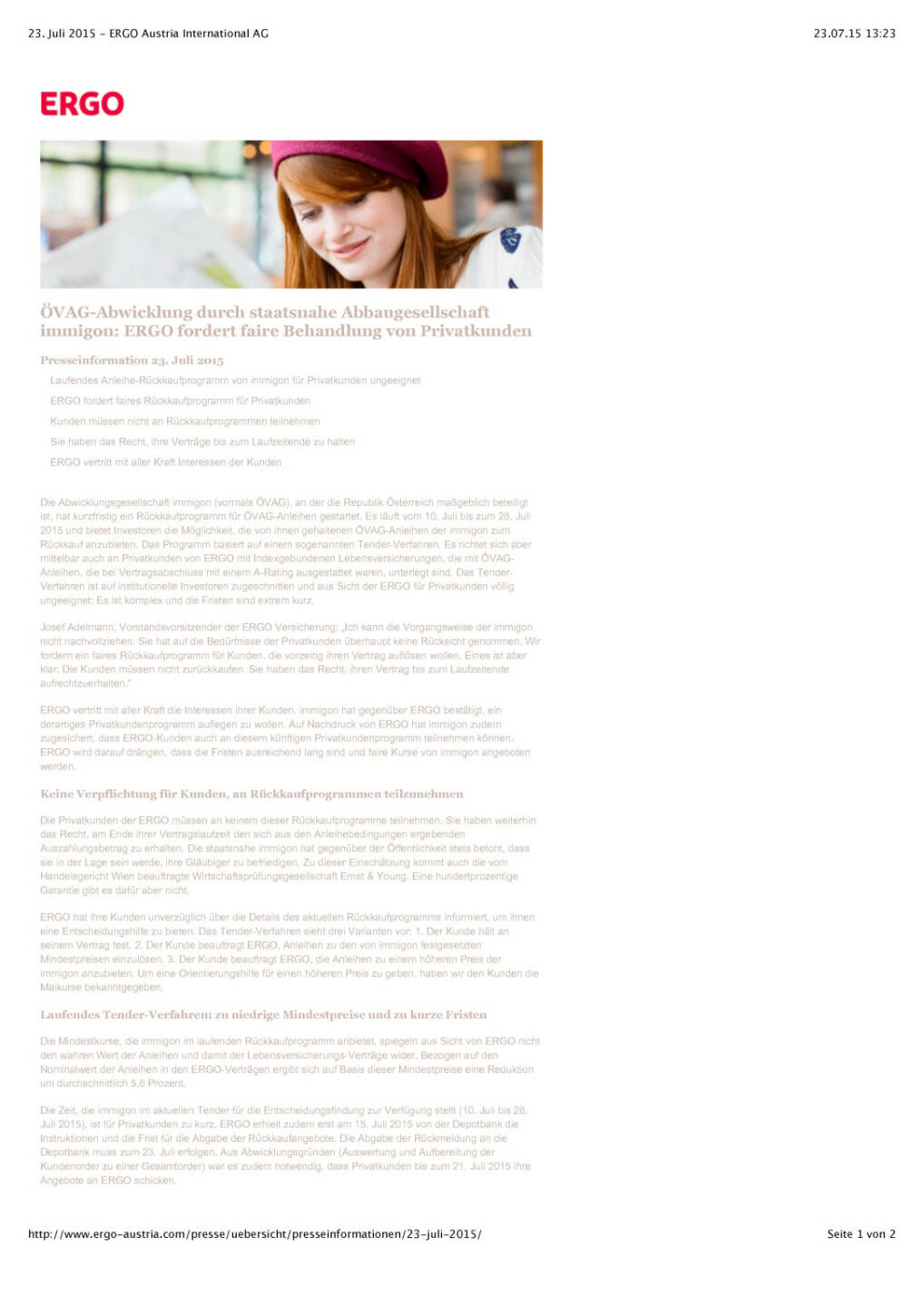 Ergo fordert Fairness für Privatkunden, Seite 1/2, komplettes Dokument unter http://boerse-social.com/static/uploads/file_243_ergo_fordert_fairness_fur_privatkunden.pdf