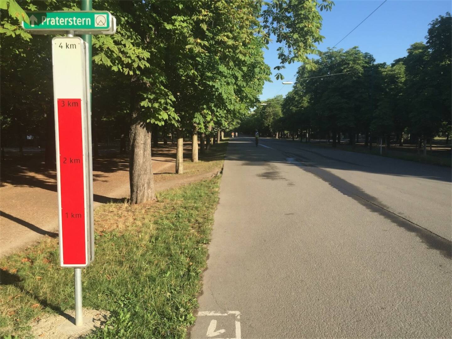 Neue Kilometer Markierungen im Prater