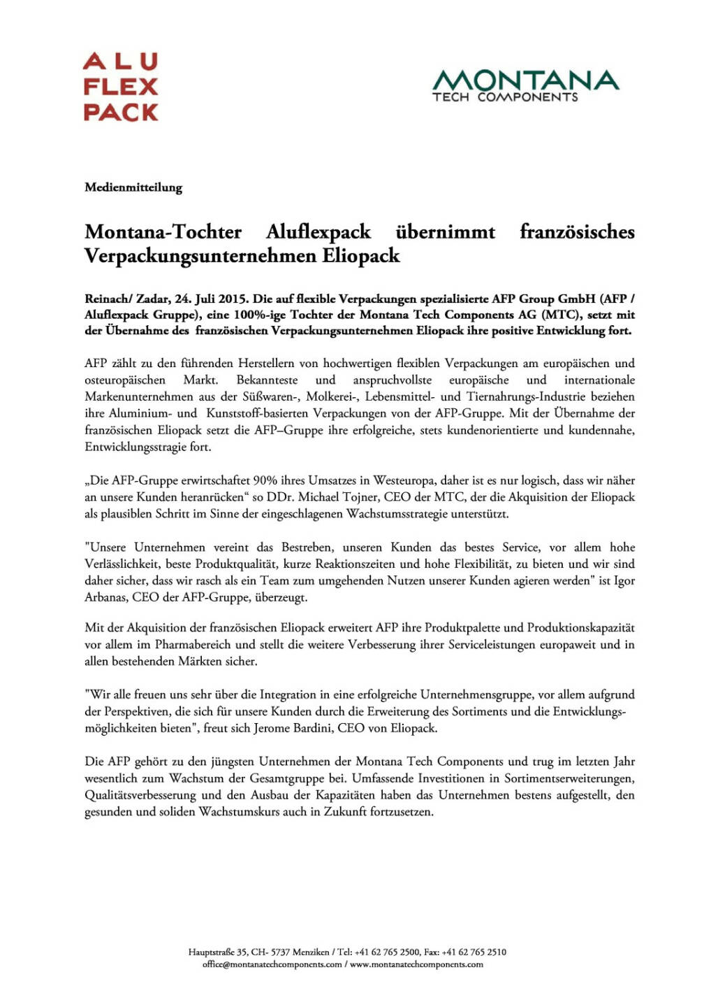 Montana-Tochter Aluflexpack übernimmt französisches Verpackungsunternehmen Eliopack, Seite 1/2, komplettes Dokument unter http://boerse-social.com/static/uploads/file_248_montana-tochter_aluflexpack_ubernimmt_franzosisches_verpackungsunternehmen_eliopack.pdf