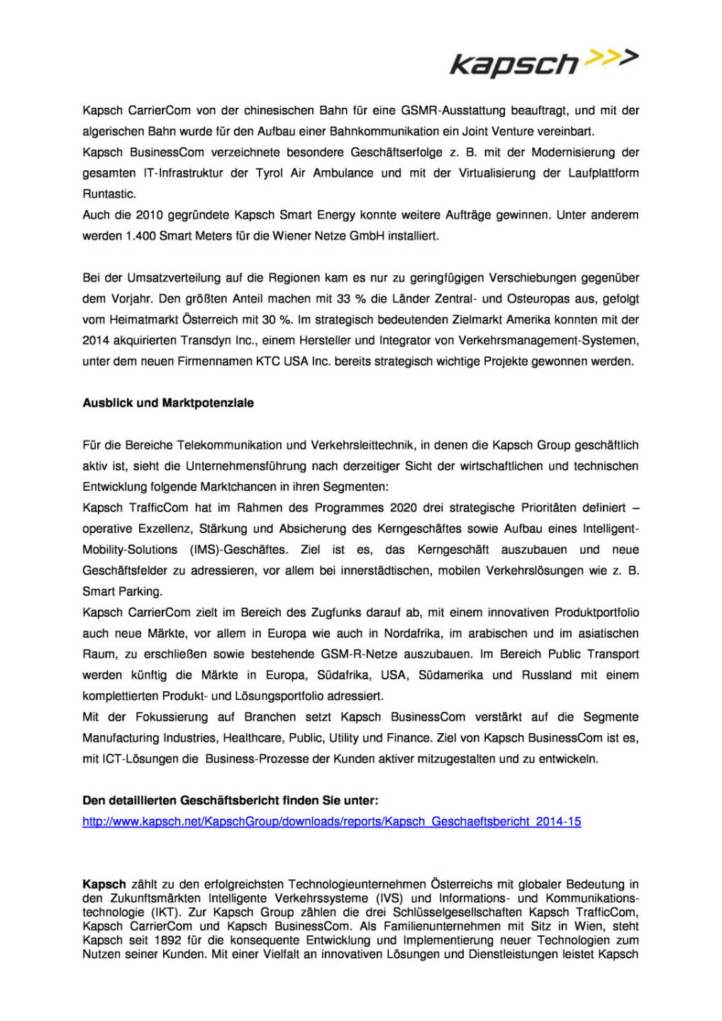 Kapsch Group 2014/15 auf stabilem Kurs, Seite 2/3, komplettes Dokument unter http://boerse-social.com/static/uploads/file_269_kapsch_group_201415_auf_stabilem_kurs.pdf
