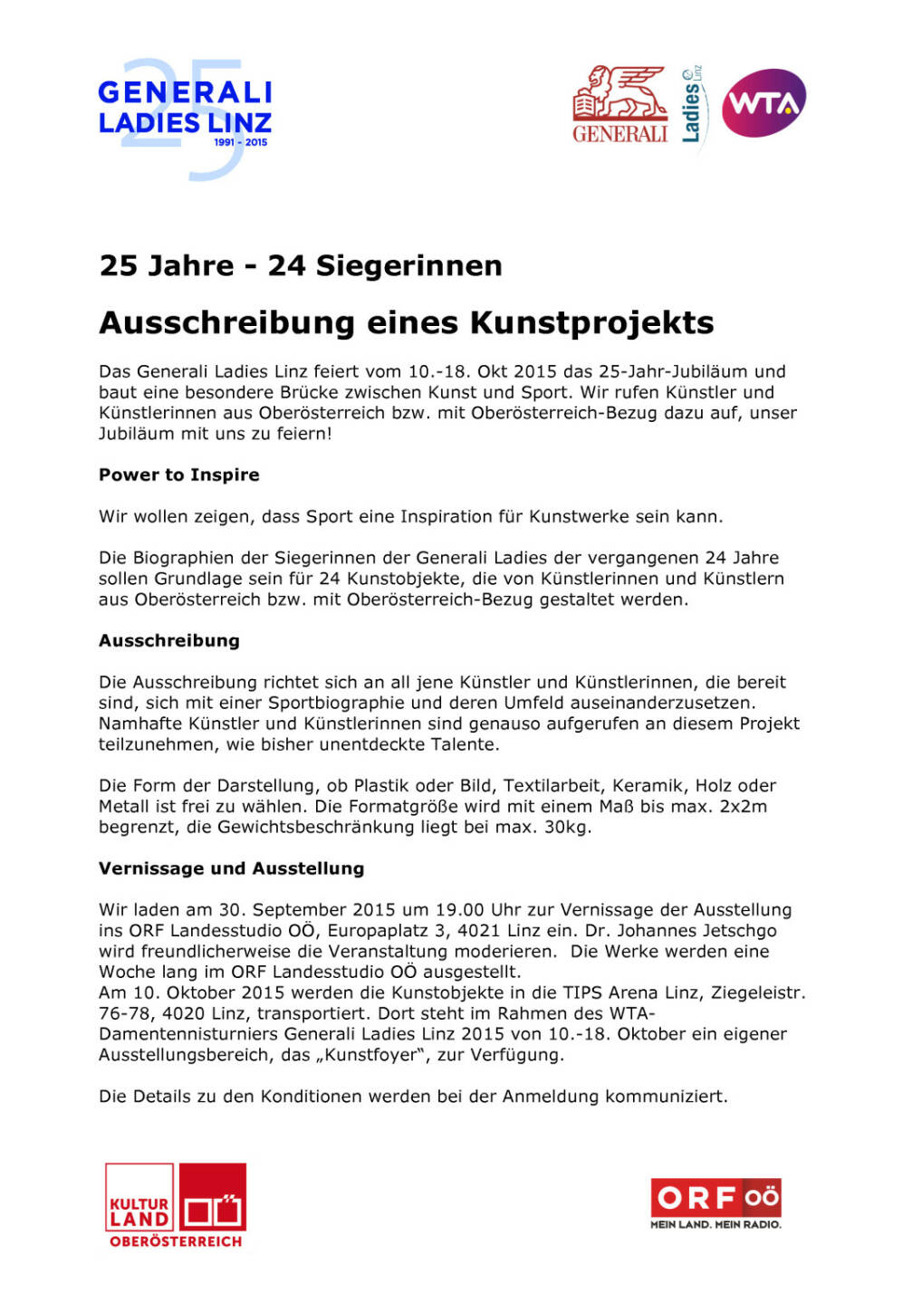 Generali Ladies Kunstprojekt Ausschreibung, Seite 1/2, komplettes Dokument unter http://boerse-social.com/static/uploads/file_272_generali_ladies_kunstprojekt_ausschreibung.pdf