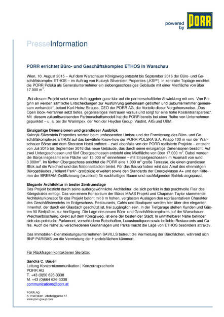 Porr errichtet Büro- und Geschäftskomplex Ethos in Warschau, Seite 1/2, komplettes Dokument unter http://boerse-social.com/static/uploads/file_281_porr_errichtet_buro-_und_geschaftskomplex_ethos_in_warschau.pdf (10.08.2015) 