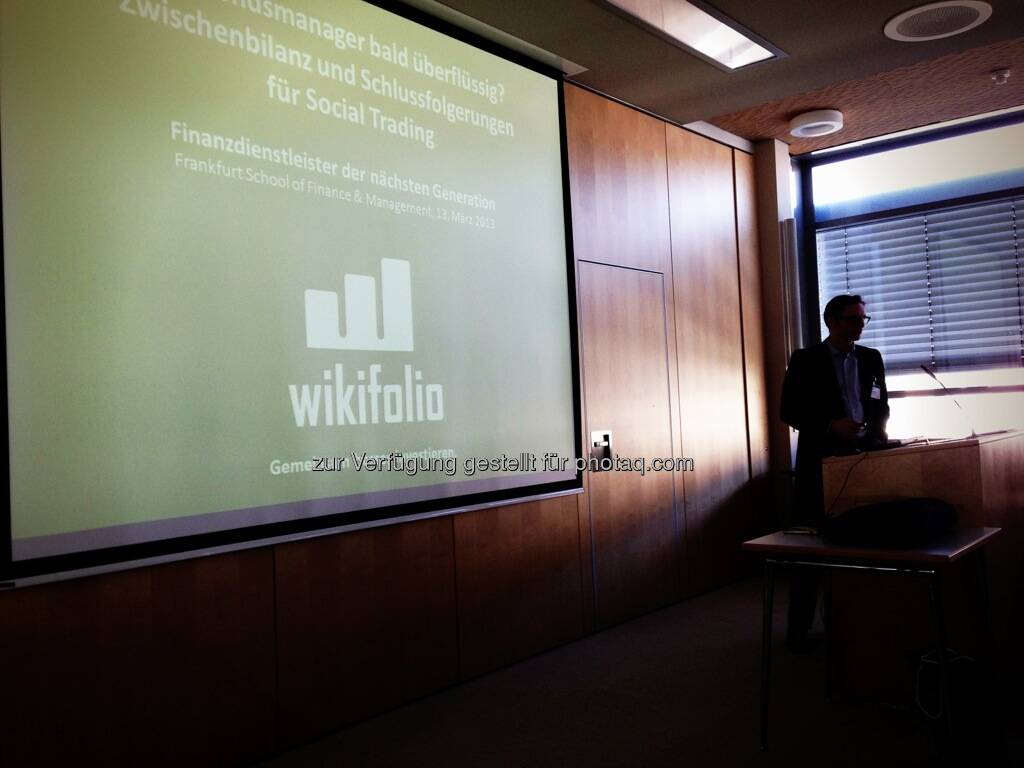 Wikifolio bei der Konferenz Finanzdienstleister der nächsten Generation, © Wikifolio (15.03.2013) 