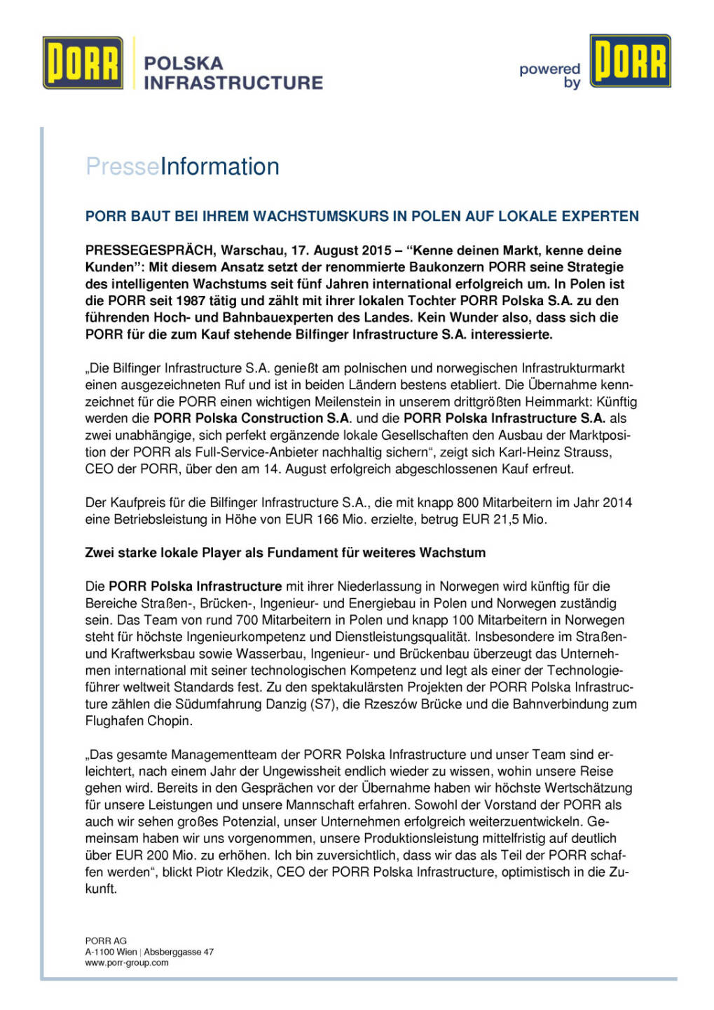 Porr baut bei Ihrem Wachstumskurs in Polen auf lokale Experten, Seite 1/3, komplettes Dokument unter http://boerse-social.com/static/uploads/file_291_porr_baut_bei_ihrem_wachstumskurs_in_polen_auf_lokale_experten.pdf