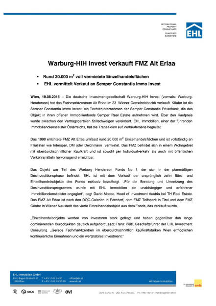 Warburg-HIH Invest verkauft FMZ Alt Erlaa, Seite 1/3, komplettes Dokument unter http://boerse-social.com/static/uploads/file_300_warburg-hih_invest_verkauft_fmz_alt_erlaa.pdf (19.08.2015) 