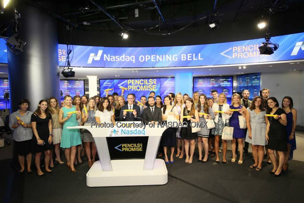 Pencils Of Promise rang the Nasdaq Opening Bell!  Source: http://facebook.com/NASDAQ (21.08.2015) 