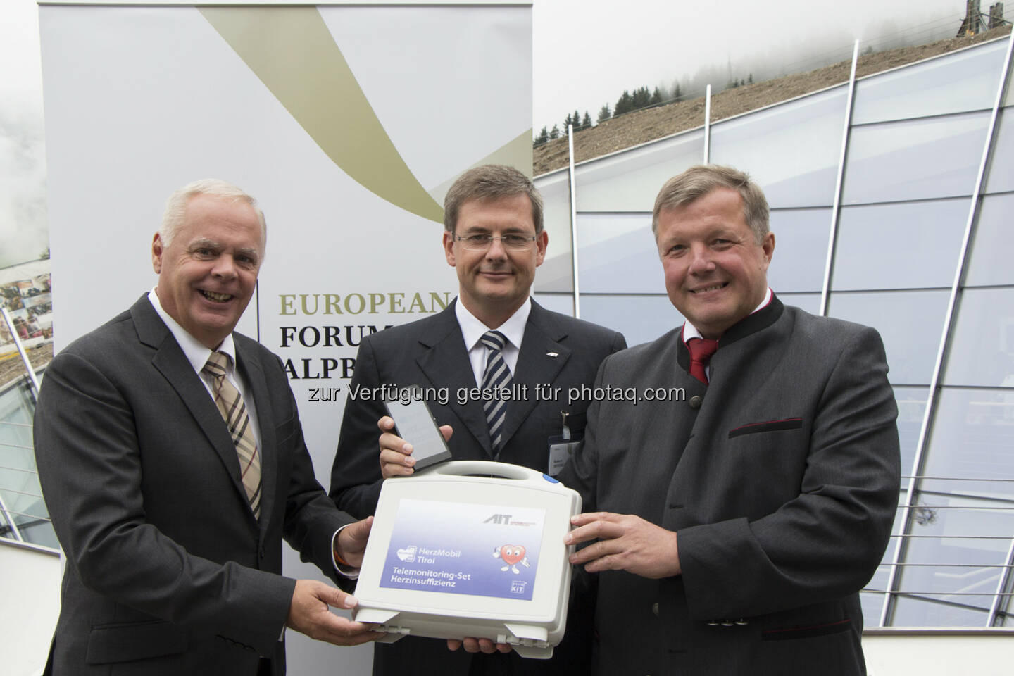 Werner Salzburger (Obmann Tiroler GKK), Robert Modre-Osprian (Assistive Healthcare Information Technology, AIT), Bernhard Tilg (Gesundheitslandesrat Tirol): Alpbacher Gesundheitsgespräche : International einzigartige Telemedizin für Tiroler PatientInnen mit Herzschwäche : © AIT