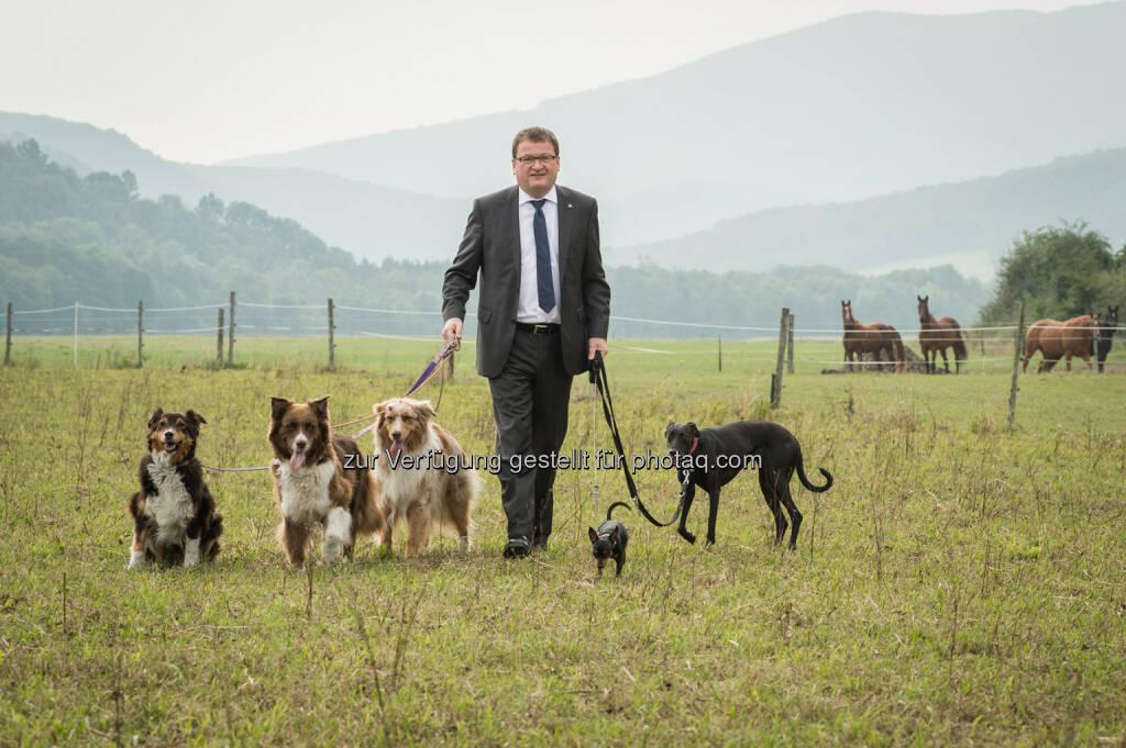 Robert Wasner (Sachversicherungsvorstand Uniqa Österreich) : Die richtige Polizze für Ihren Vierbeiner : Uniqa Österreich : Hundehalterhaftpflicht kann in die Haushaltsversicherung aber auch in die Eigenheimversicherung eingeschlossen werden : © Rudi Froese, © Aussender (26.08.2015) 