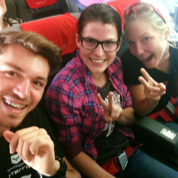 Dominik Wychera, Corinna Choun, Sandra Koblmüller auf dem Weg zum Xterra in Dänemark (26.08.2015) 