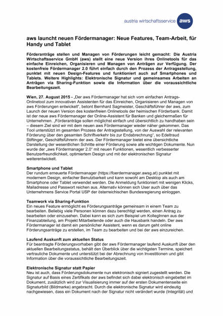 aws launcht neuen Fördermanager, Seite 1/2, komplettes Dokument unter http://boerse-social.com/static/uploads/file_327_aws_launcht_neuen_fordermanager.pdf (27.08.2015) 