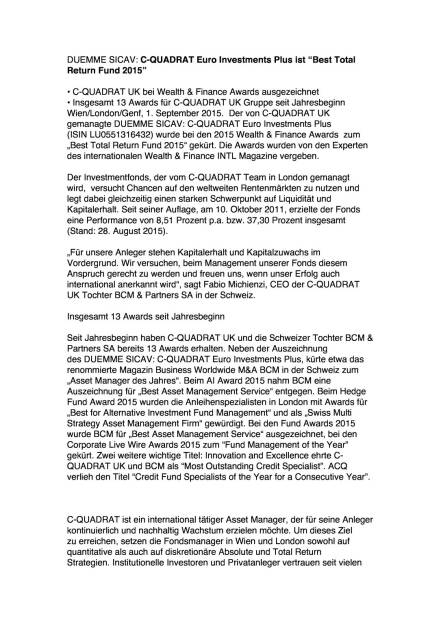 C-Quadrat UK bei Wealth & Finance Awards ausgezeichnet, Seite 1/2, komplettes Dokument unter http://boerse-social.com/static/uploads/file_339_c-quadrat_uk_bei_wealth_finance_awards_ausgezeichnet.pdf (01.09.2015) 