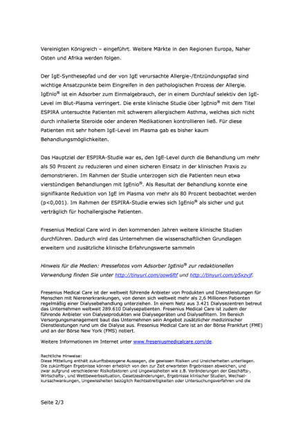 Fresenius Medical Care: neuer Adsorber gegen Allergiesymptome , Seite 2/3, komplettes Dokument unter http://boerse-social.com/static/uploads/file_341_fresenius_medical_care_neuer_adsorber_gegen_allergiesymptome.pdf (01.09.2015) 