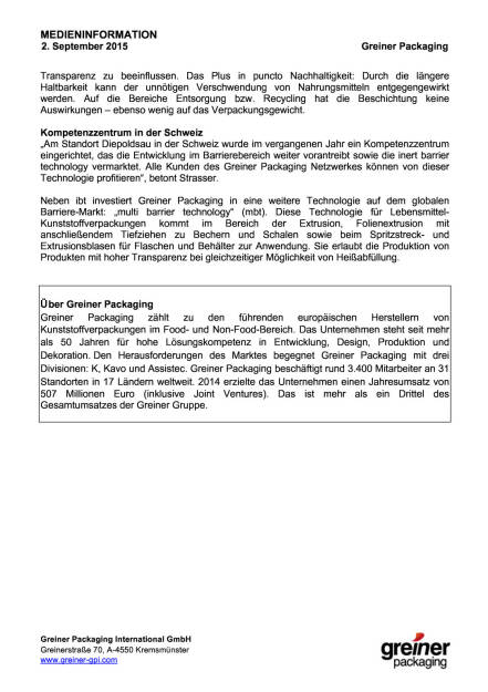 Swiss Packaging Award für Greiner Packaging , Seite 2/3, komplettes Dokument unter http://boerse-social.com/static/uploads/file_345_swiss_packaging_award_fur_greiner_packaging.pdf (02.09.2015) 