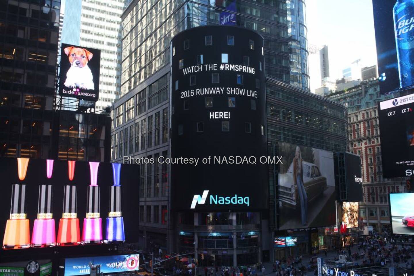 Tune-in Tomorrow at 12:00pm to watch the Rebecca Minkoff #RMSpring 2016 Runway Show LIVE here and on the Nasdaq Tower: http://www.rebeccaminkoff.com/spring-2016-runway-show #NYFW  Source: http://facebook.com/NASDAQ