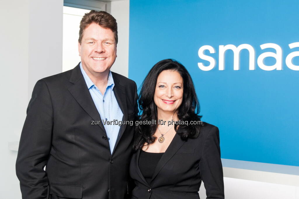 Ragnar Kruse, CEO und Founder Smaato, mit Partnerin und Co-Founderin Petra Vorsteher: Smaato: Smaato rüstet seine SPX Platform auf, um das Erstellen von Native Mobile Ads zu vereinfachen und Anzeigenerträge für Publisher zu maximieren, © Aussendung (16.09.2015) 