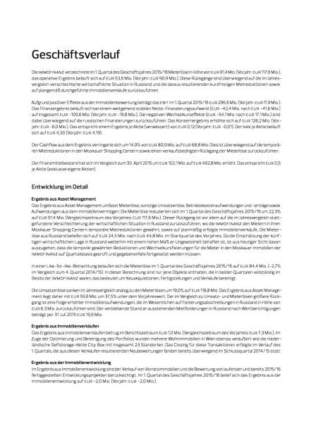 Immofinanz Geschäftsverlauf, Seite 1/4, komplettes Dokument unter http://boerse-social.com/static/uploads/file_370_immofinanz_geschaftsverlauf.pdf (16.09.2015) 