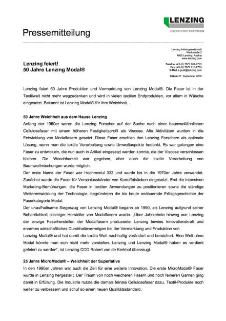 50 Jahre Lenzing Modal, Seite 1/3, komplettes Dokument unter http://boerse-social.com/static/uploads/file_379_50_jahre_lenzing_modal.pdf (21.09.2015) 