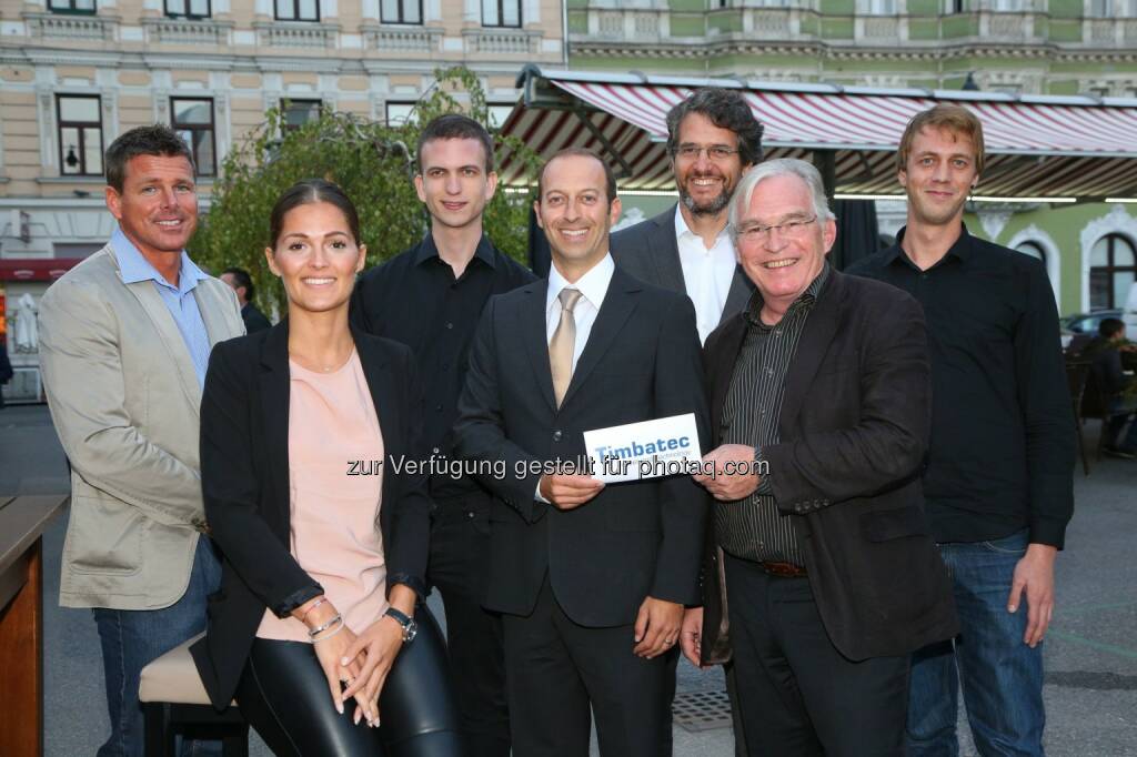 Timbatec Österreich Team : Reinhold Schwarzbacher, Meta Walenta, Benjamin Zinschitz, Tamir Pixner, Stefan Zöllig, Wolfgang Winter, Yannic Muchitsch : Holzbau in höchster Perfektion : Timbatec Holzbauingenieure GmbH in Wien eröffnet : Fotocredit: Timbatec Holzbauingenieure GmbH/APA-Fotoservice/Schedl, © Aussender (22.09.2015) 