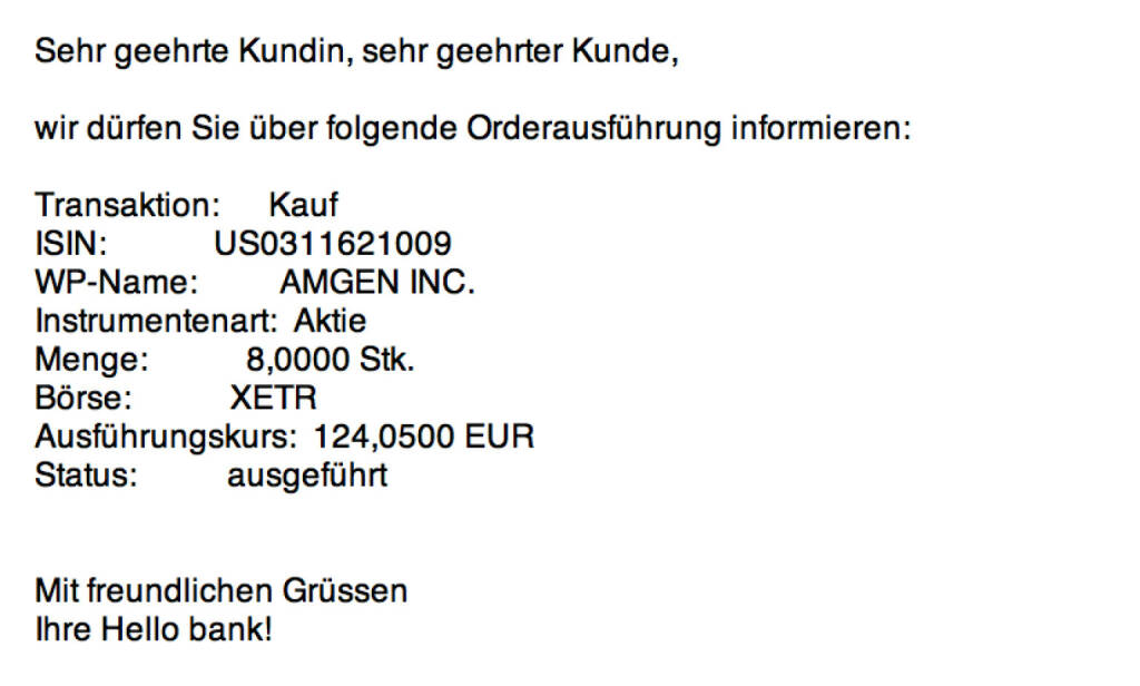 Tag 60: Kauf 8 Amgen zu 124,05 Euro (28.09.2015) 