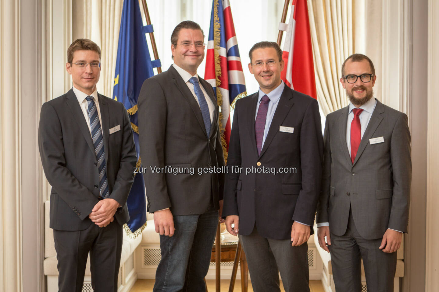 Harald Müller (CIO L’amie), Roland Pedak (CRO L’amie), Christian Pedak (CEO L’amie), Matthias Kornexl (CFO L’amie) : L’amie direkt : Erstmals in Österreich reiner online Anbieter für direktes Versichern : Fotocredit: L’amie direkt / Doron Nadav