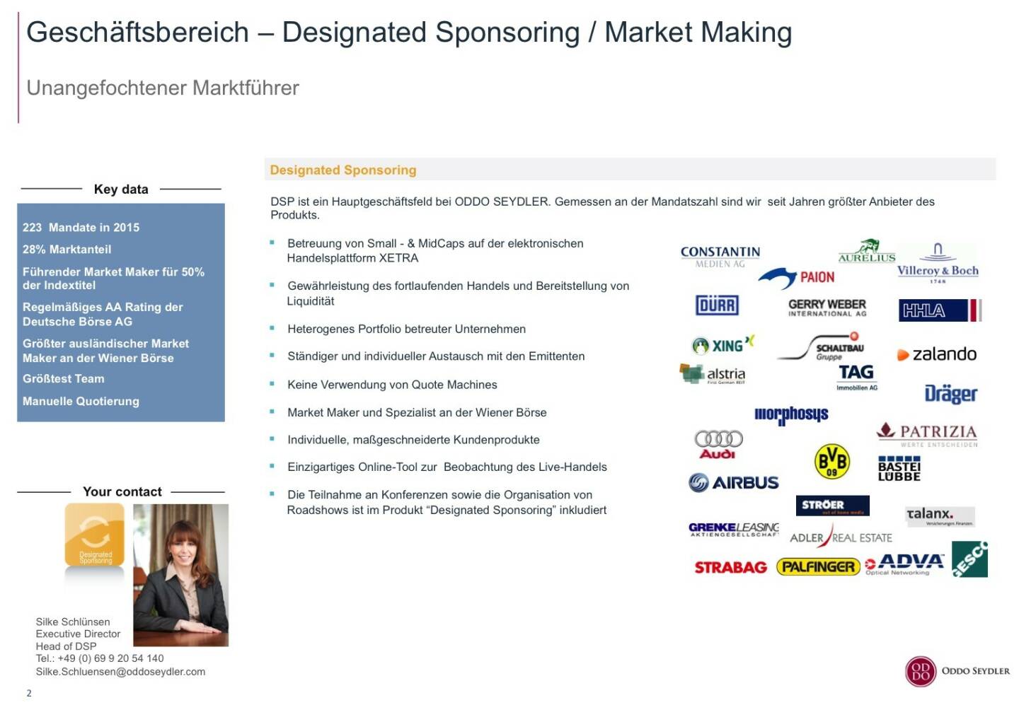 Oddo Seydler Geschäftsbereich – Designated Sponsoring / Market Making