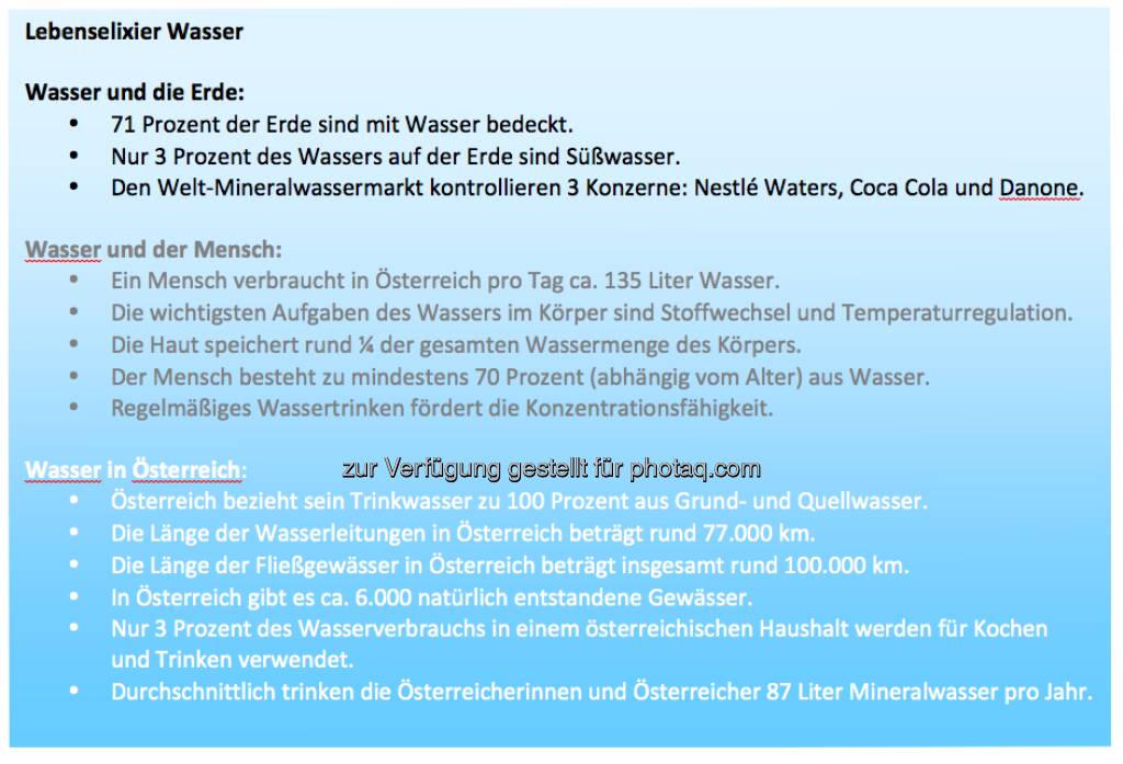 Lebenselexier Wasser: Info zum Weltwassertag von http://www.sodastream.at (22.03.2013) 