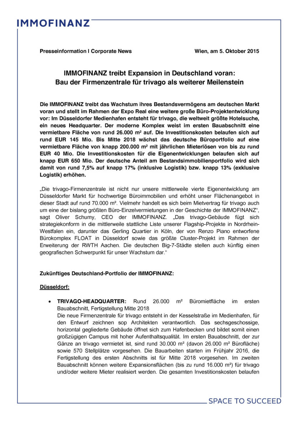 Immofinanz baut trivago Firmenzentrale, Seite 1/3, komplettes Dokument unter http://boerse-social.com/static/uploads/file_395_immofinanz_baut_trivago_firmenzentrale.pdf